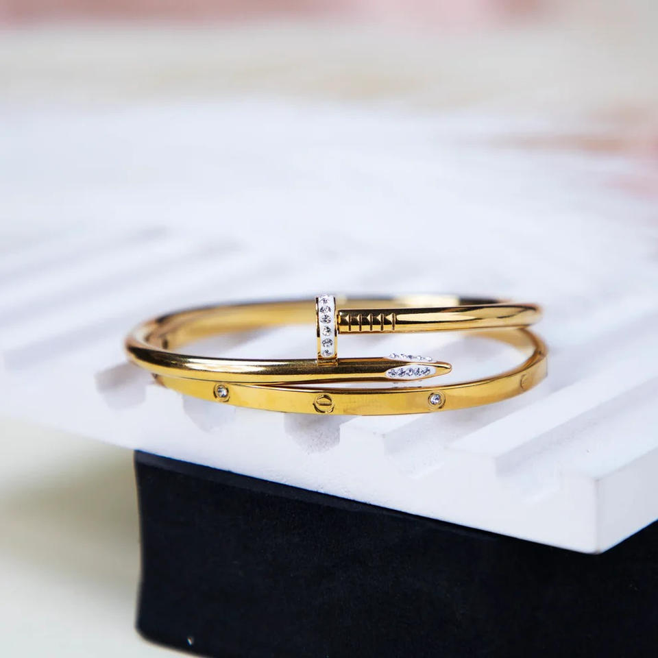 Stacked Diamond Gold Combo Bracelet (Pack of 2)