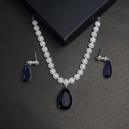American Diamond Glow Necklace with Earning