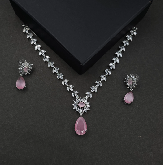 American Diamond Shine Necklace with Earning