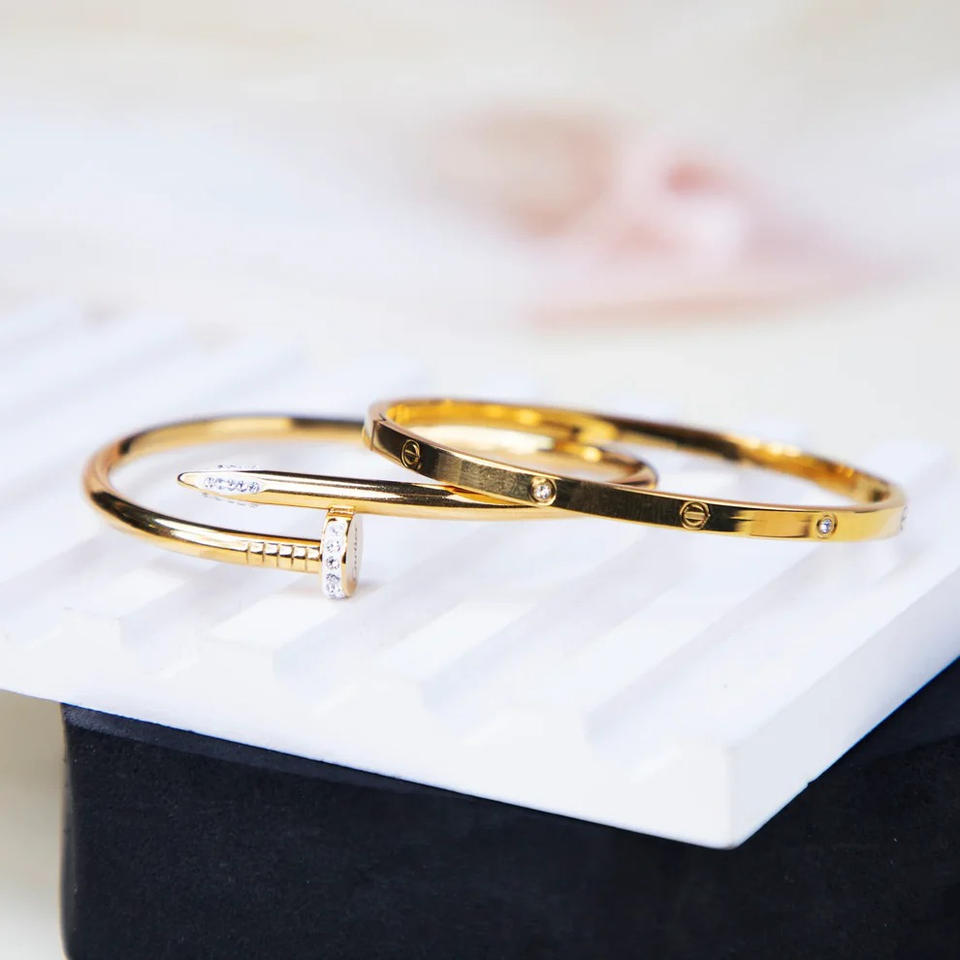 Stacked Diamond Gold Combo Bracelet (Pack of 2)