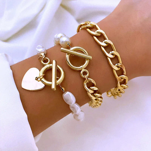 Set of 3 Golden Love Trio Bracelets