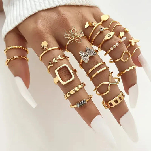 Pack Of 23 Piece Minimal Gold Ring Set