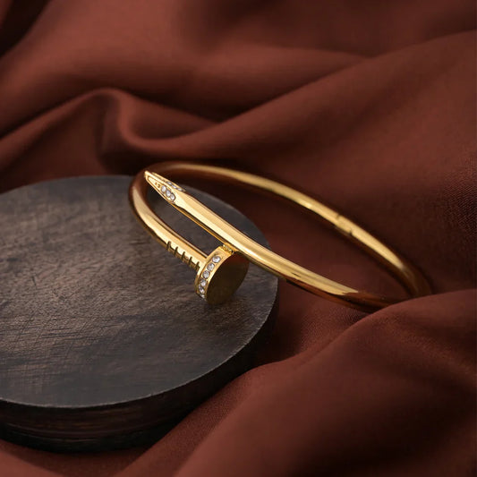 Nail Bangle Gold Bracelet
