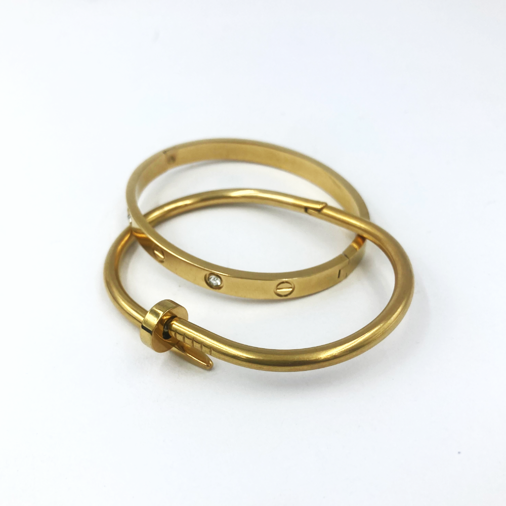 Stacked Gold Raw Combo Bracelet (Pack of 2)