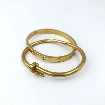 Stacked Gold Raw Combo Bracelet (Pack of 2)