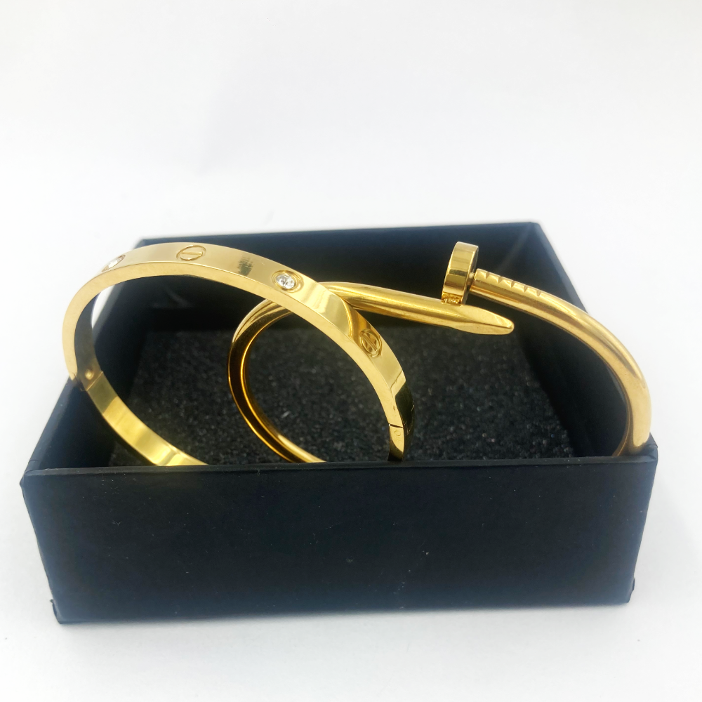 Stacked Gold Raw Combo Bracelet (Pack of 2)