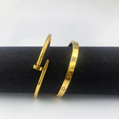 Stacked Gold Raw Combo Bracelet (Pack of 2)